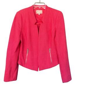 Philosophy‎ Republic Womens Blazer Size 8 Pink Open Front Lined Office Cotton